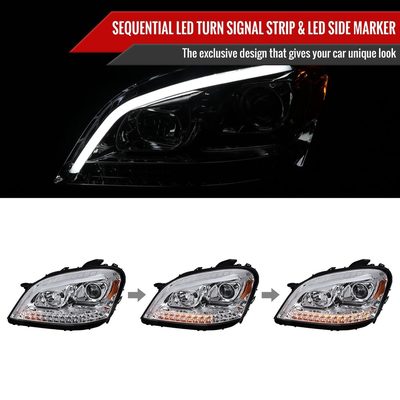 2006-2008 Mercedes Benz W164 ML Class LED Bar Headlights Signal Lights Chrome