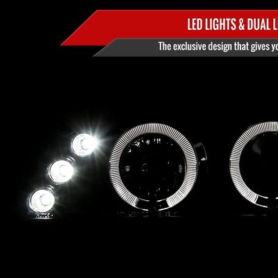 1993-1997 Toyota Corolla Dual Halo Projector Headlights Matte Black/Clear Lens