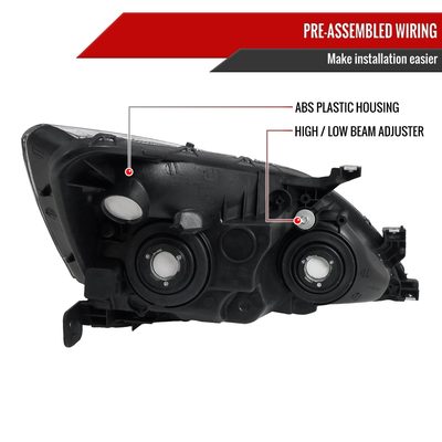 2003-2007 Honda Accord Factory Headlights w/Amber Reflector Matt Black/Clear
