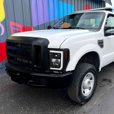 2008-2010 Ford F-250 F350 F-450 LED C-Bar Projector Headlight Matt Black/Clear