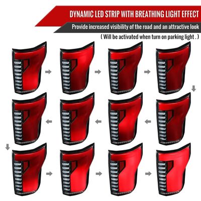 2018-2020 Ford F-150 Turn Signal Animated Red LED Bar Tail Lights Matt Black