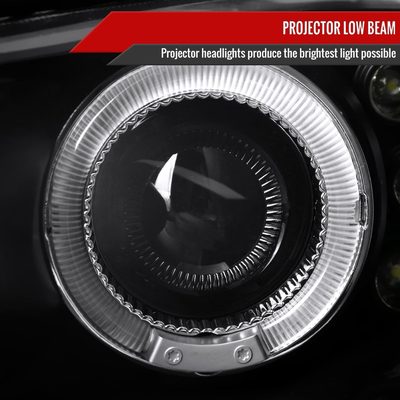 1998-2002 Chevy Camaro Dual Halo Projector Headlights Matte Black/Clear Lens
