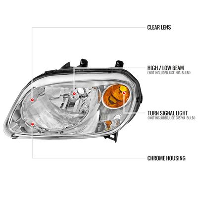 2006-2011 Chevrolet HHR Factory Style Headlights Chrome Housing/Clear Lens