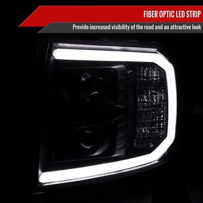 2007-2014 Chevy Silverado 1500/2500/3500HD LED CBar Projector Headlights Black