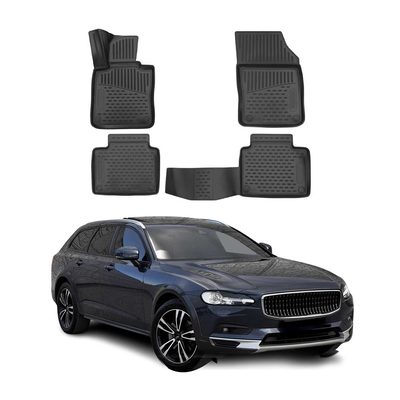 2018-2021 Volvo V90 Floor Mats Liners Full Set All Weather Black