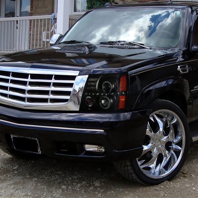 2002-2006 Cadillac Escalade Dual Halo Projector Headlights SMD LED Light Smoke