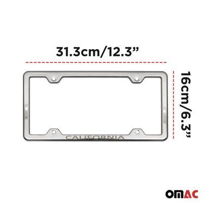 CALIFORNIA Print License Plate Frame Tag Holder Chrome S. Steel 2 Pcs.