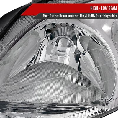 1996-1998 Honda Civic Crystal Headlights Chrome Housing/Clear Lens
