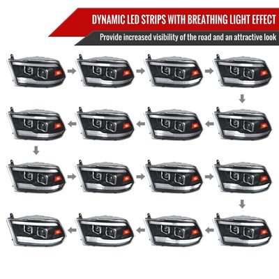2009-2018 Dodge RAM 1500 / RAM 2500 3500 Switchback Headlights Matte Black