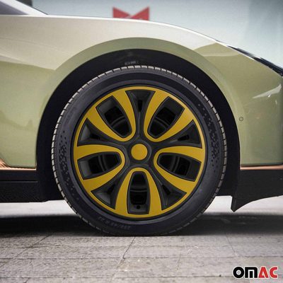 ColorFlex Hub Caps Wheel Cover 14" Black Matt & Yellow Full Set 4 pcs.