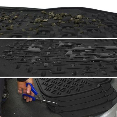 Universal fit Rubber Car Floor Mats Trunk Cargo Liner All Weather 4Pcs Black