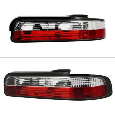 1989-1994 Nissan 240SX S13 Coupe Tail Lights Chrome Housing/Red Clear Lens
