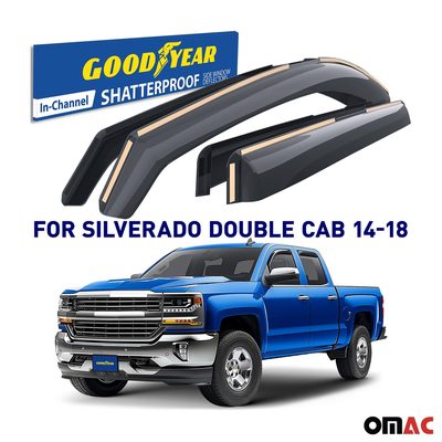 Goodyear Wind Deflectors for Chevrolet Silverado 1500 2014-2018 Double Cab 4x
