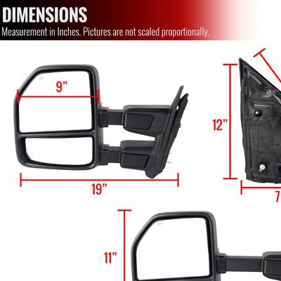 1999-2016 Ford F-250/F-350/F450 Heated Chrome Towing Mirrors Smoke Turn Signal