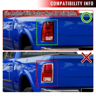 2009-2018 Dodge RAM 1500 RAM 2500 3500 LED Tail Lights Glossy Black/Smoke