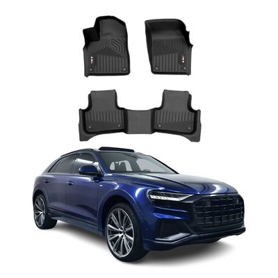 2018-2026 Audi Q7 Q8 SQ7 SQ8 Premium Floor Mats Liners First and Second Row Set Black