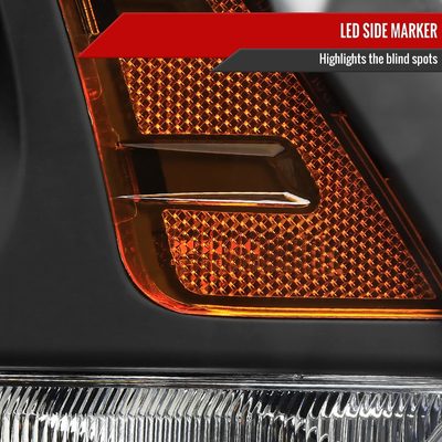 2013-2018 RAM 1500 2500 3500 LED Bar Projector Headlights Matte Black/Clear