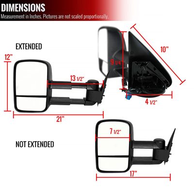 2003-2007 Chevy Silverado/GMC Sierra Heated Manual Extendable Towing Mirrors