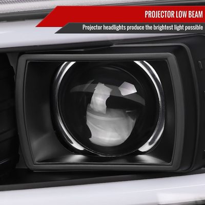 2000-2006 GMC Sierra/Denali/Yukon LED Strip Projector Headlights Matt Black