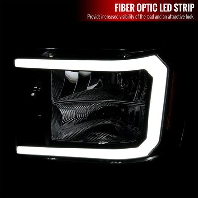 2007-2013 GMC Sierra 1500/2500/3500 LED Bar Factory Headlights Matt Black