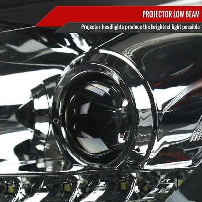 2005-2010 Pontiac G6 Projector Headlights w/ LED Light Strip Chrome/Smoke Lens