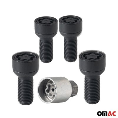 Wheel Lock Kit for Volkswagen Tiguan M14X1,5 Bolt Black 4Locks & 1Key