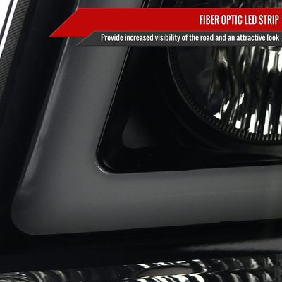 2007-2013 Chevy Avalanche/ Tahoe Suburban LED C-Bar Headlights Black Smoke