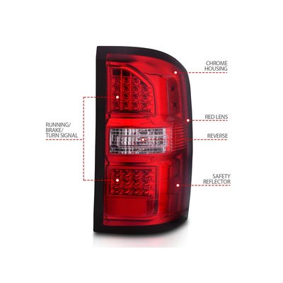Anzo Red and Chrome LED Tail Lights 311399