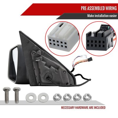 2019-2024 Dodge RAM 1500 Black Manual Fold & Heated Side Mirror Driver Side