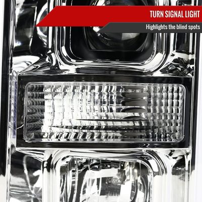 2008-2010 Ford F-250 F-350 F-450 LED C-Bar Projector Headlight Chrome/Clear