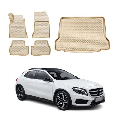 2015-2019 Mercedes GLA Class X156 Floor Mats & Cargo Liner Full Set All Weather Beige