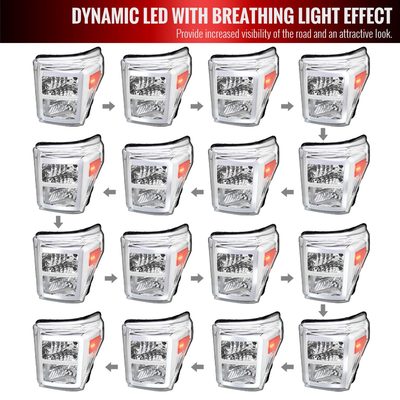 2011-2016 Ford F-250/350/450/550 Super Duty LED CBar Factory Headlights Chrome