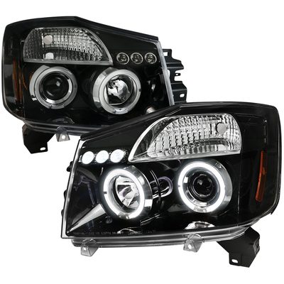 2004-2015 Nissan Titan/ 04-2007 Armada Dual Halo Projector Headlights Jet Black