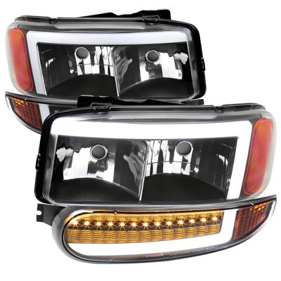 1999-2006 GMC Sierra Sierra Yukon/XL Headlights LED Signal Bumper Lights Black