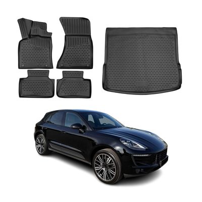 2015-2026 Porsche Macan Floor Mats & Cargo Liner Full Set All Weather Black