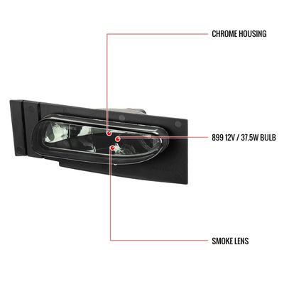 1994-1998 Ford Mustang V6 899 Fog Lights Kit Chrome Housing/Smoke Lens