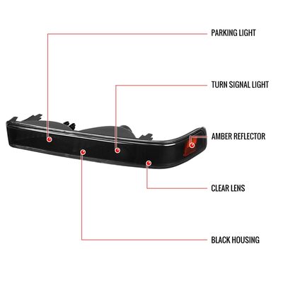 1998-2004 Chevy S10 Blazer Dual Halo Projector Headlights Bumper Lights Black