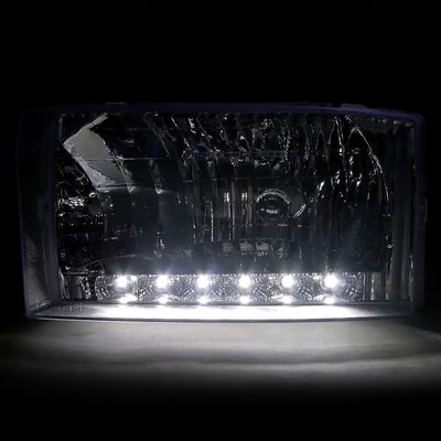 1999-2004 Ford F-250/350/450/550/Excursion Factory Headlights LED Light Chrome