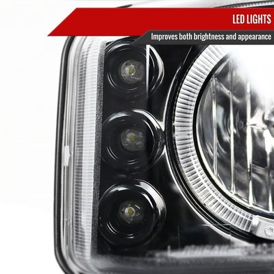 1999-2006 GMC Sierra/Yukon/Yukon XL Dual Halo Projector Headlights Jet Black