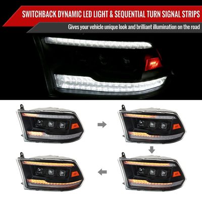 2009-2018 Dodge RAM 1500 RAM Classic / RAM 2500 3500 Full LED Headlights Black