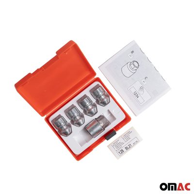 Wheel Lock Kit for Ford Focus 2005-2018 M12X1,5 Galvanized Silver 4Locks & 1Key