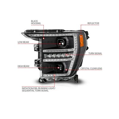 Anzo Black Sequential Signal DRL Projector Headlights 111594