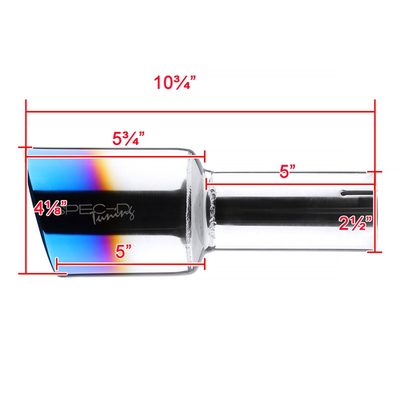 Universal 2.5" Inlet/4.125" Outlet Chrome Steel Angled Burnt Blue Exhaust Tips