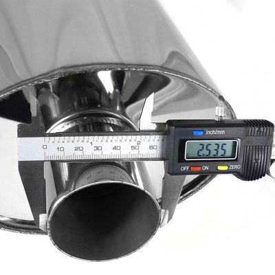 Universal DTM Style 2.5" Inlet/3" Outlet S.Steel Exhaust Muffler w/ Dual Tips