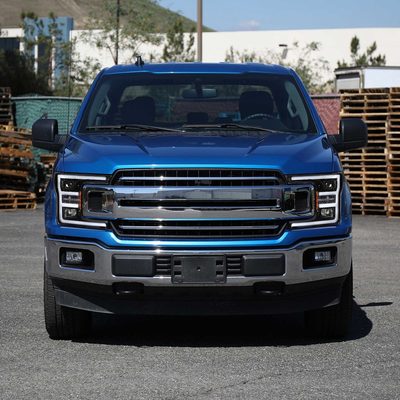 For Ford F-150 2018-2020 LED C Bar Projector Headlights Glossy Black Housing Clear Lens