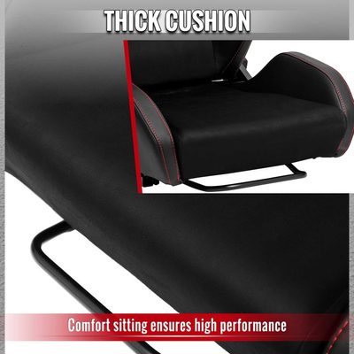 Universal Racing Seat Black Pu And Black Suede With Double Black Stitch