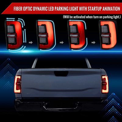 For Dodge RAM 2500/3500 2019-2024 LED Sequential Signal Tail Lights Jet Black Housing Clear Lens