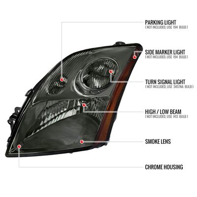 2007-2009 Nissan Sentra Factory Headlights w/Amber Reflector Chrome/Smoke