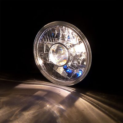 Universal 7" Round H4 Projector Headlights Chrome Housing/Clear Lens