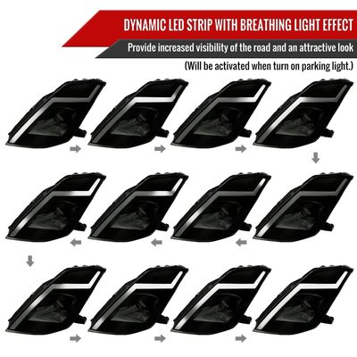 2003-2005 Nissan 350Z Turn Signal Animated LED Bar Projector Headlights Smoke